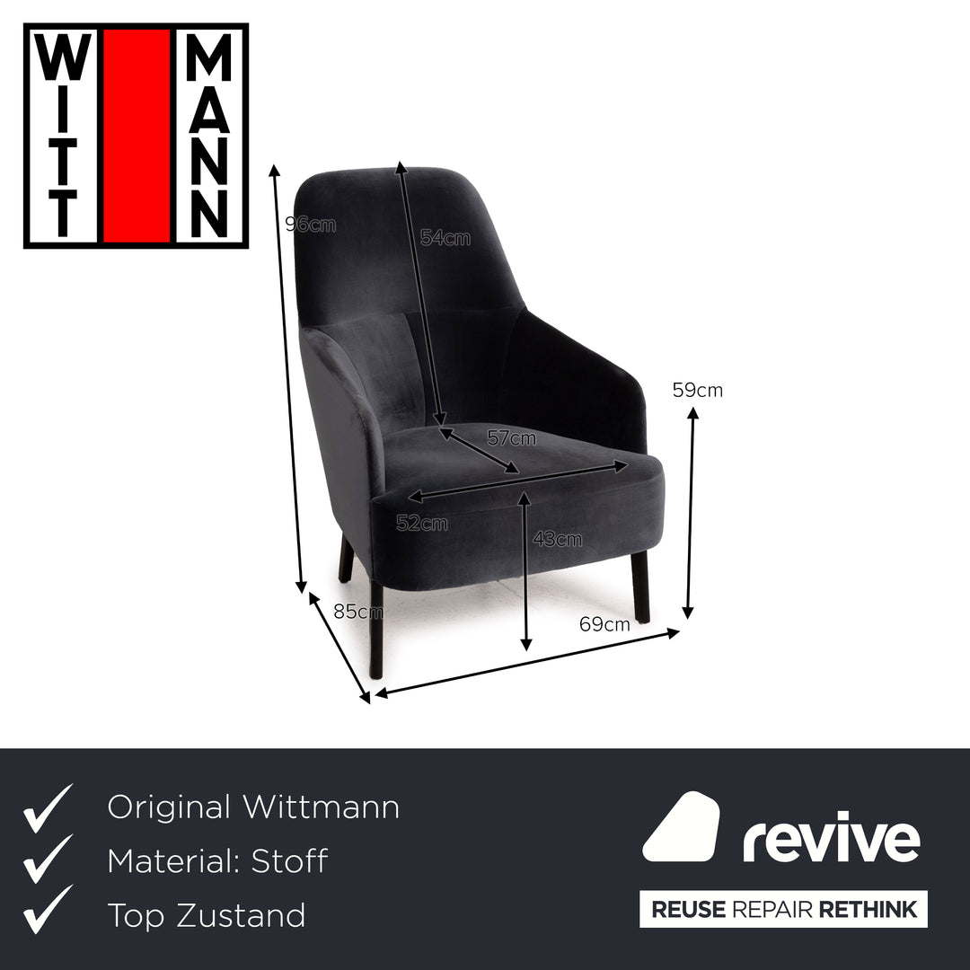 Wittmann Mono fabric armchair dark blue grey