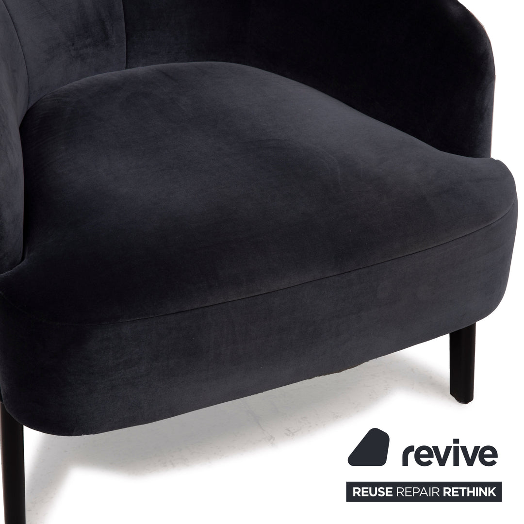 Wittmann mono fabric sofa set dark blue 1x two-seater 1x armchair 1x stool grey