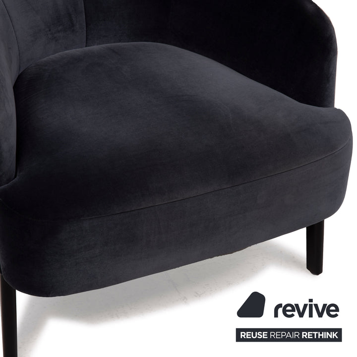 Wittmann mono fabric sofa set dark blue 1x two-seater 1x armchair 1x stool grey