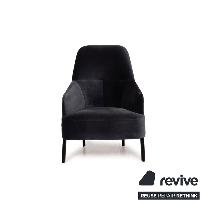 Wittmann mono fabric sofa set dark blue 1x two-seater 1x armchair 1x stool grey