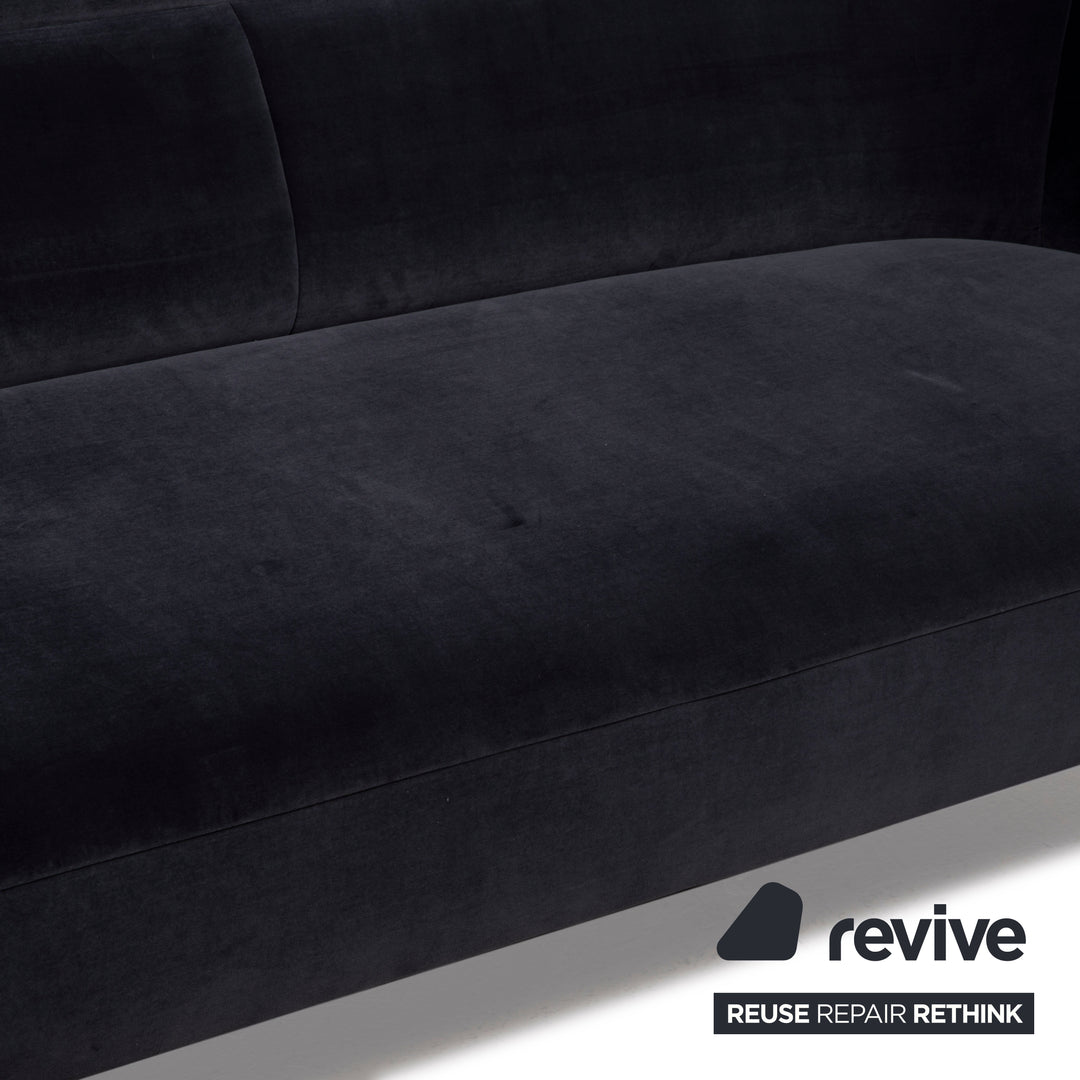 Wittmann mono fabric sofa set dark blue 1x two-seater 1x armchair 1x stool grey