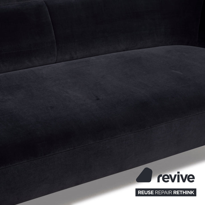 Wittmann mono fabric sofa set dark blue 1x two-seater 1x armchair 1x stool grey