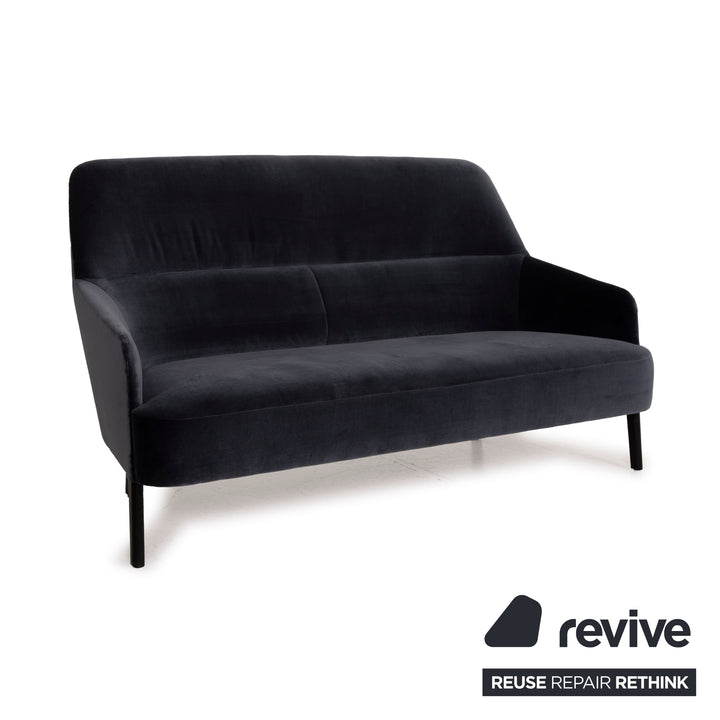 Wittmann mono fabric sofa set dark blue 1x two-seater 1x armchair 1x stool grey