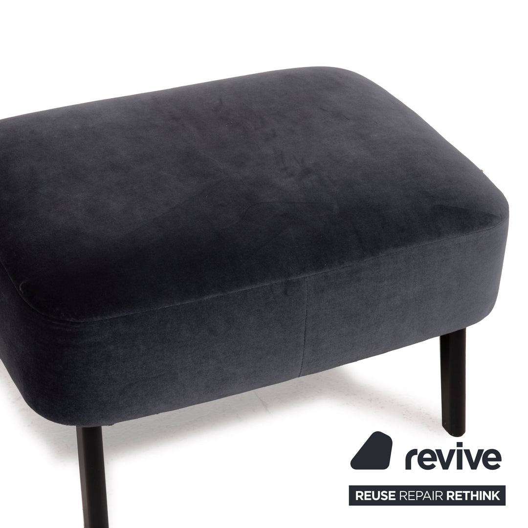 Wittmann mono fabric sofa set dark blue 1x two-seater 1x armchair 1x stool grey