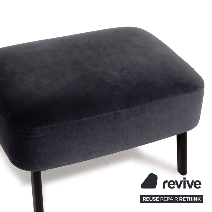 Wittmann mono fabric sofa set dark blue 1x two-seater 1x armchair 1x stool grey