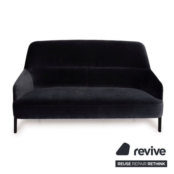 Wittmann mono fabric sofa set dark blue 1x two-seater 1x armchair 1x stool grey