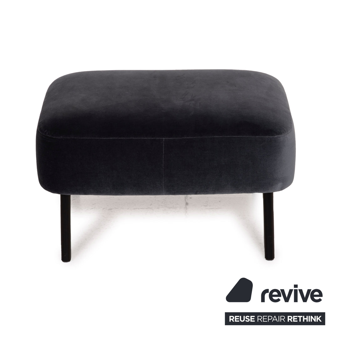 Wittmann mono fabric sofa set dark blue 1x two-seater 1x armchair 1x stool grey