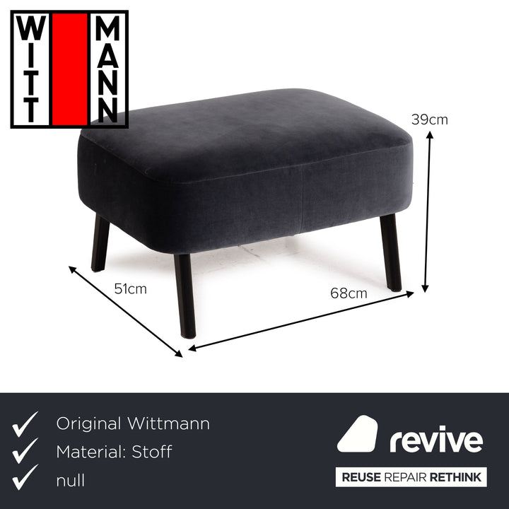 Wittmann mono fabric sofa set dark blue 1x two-seater 1x armchair 1x stool grey