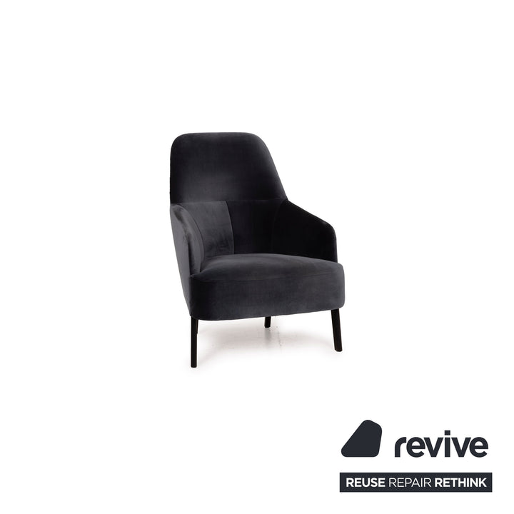Wittmann mono fabric sofa set dark blue 1x two-seater 1x armchair 1x stool grey
