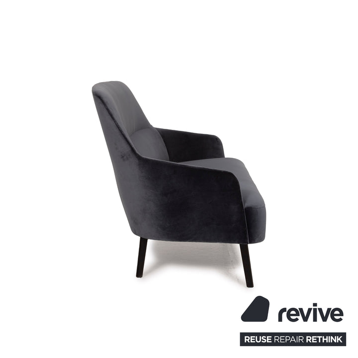 Wittmann mono fabric sofa set dark blue 1x two-seater 1x armchair 1x stool grey