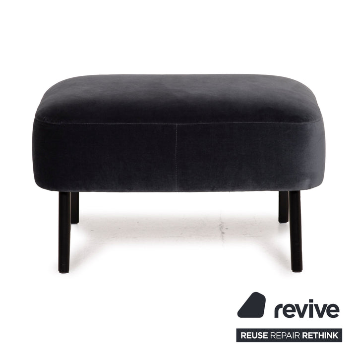 Wittmann mono fabric sofa set dark blue 1x two-seater 1x armchair 1x stool grey