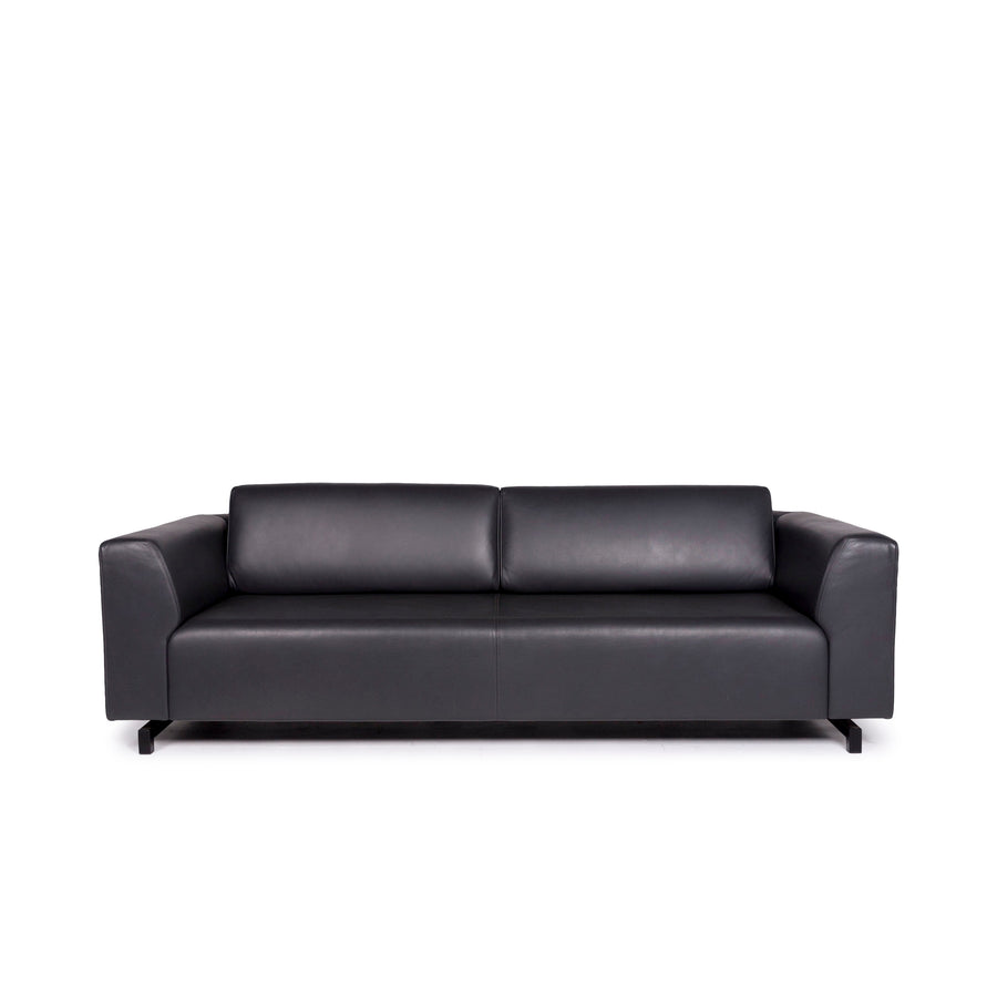 Wittmann Square Leather Sofa Gray Dark Gray Anthracite Three Seater Couch #110515