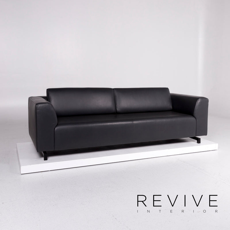Wittmann Square Leder Sofa Grau Dunkelgrau Anthrazit Dreisitzer Couch 