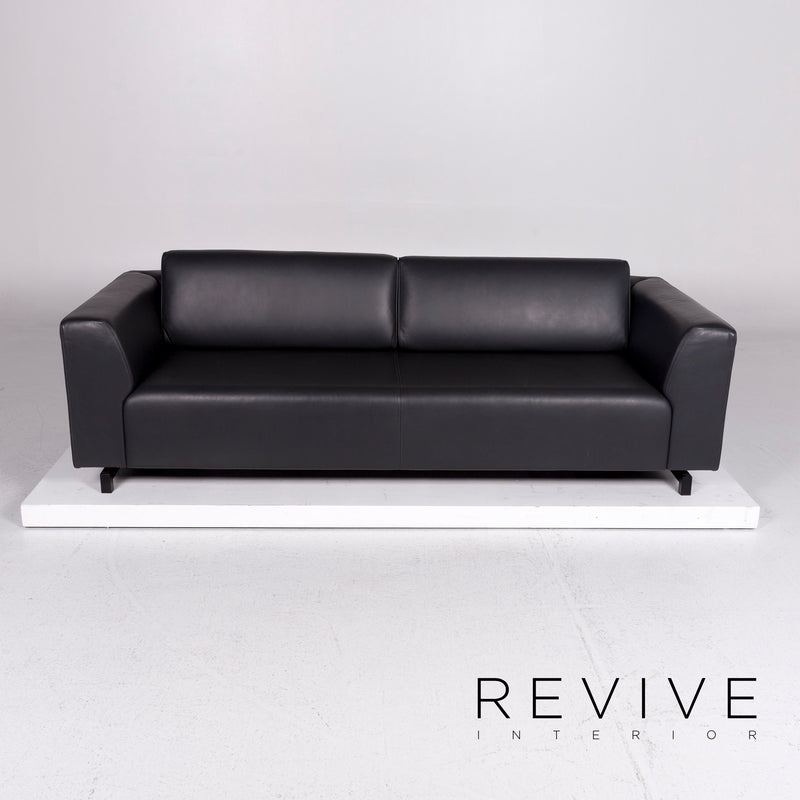 Wittmann Square Leder Sofa Grau Dunkelgrau Anthrazit Dreisitzer Couch 