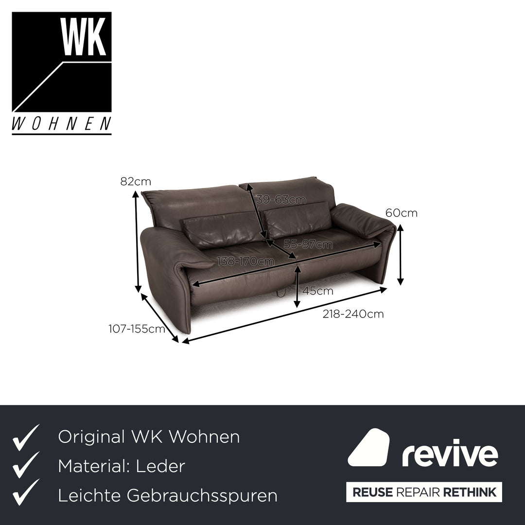 WK Wohnen 582 ELT Leder Sofa Grau Zweisitzer Couch Funktion Relaxfunktion