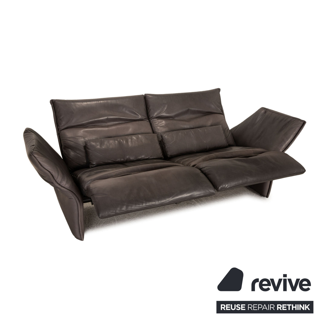 WK Wohnen 582 ELT Leder Sofa Grau Zweisitzer Couch Funktion Relaxfunktion