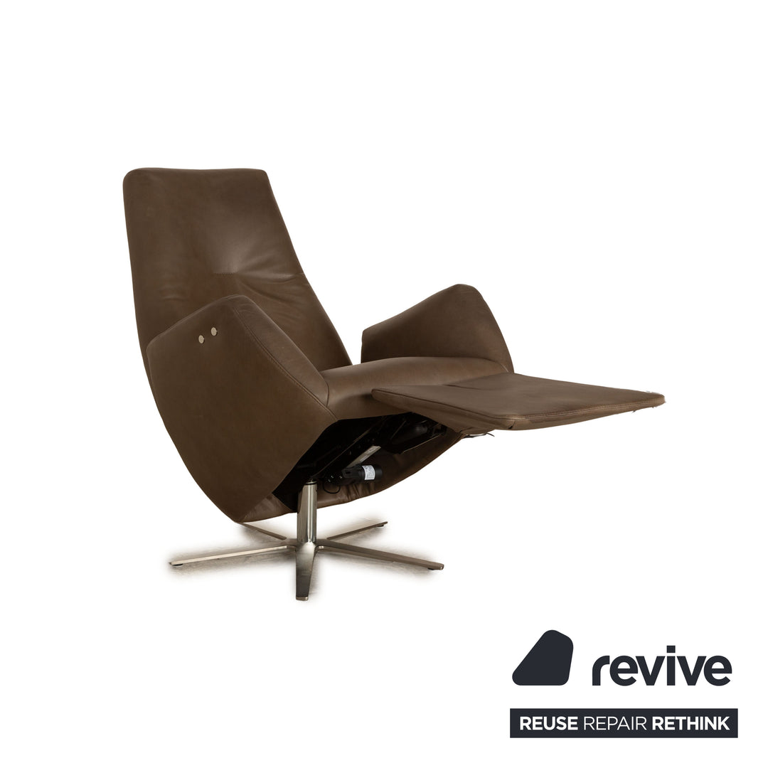WK Wohnen 685 Minu Leather Armchair Brown Khaki Electric Function Battery Relaxation Function
