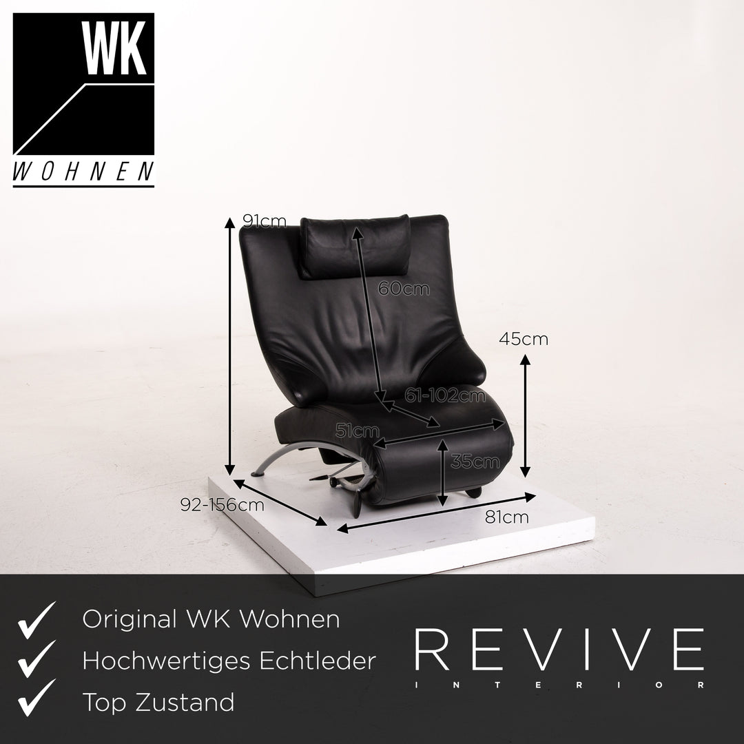 WK Wohnen Designo 699 Leather Armchair Lounger Black Relaxation Function #14645