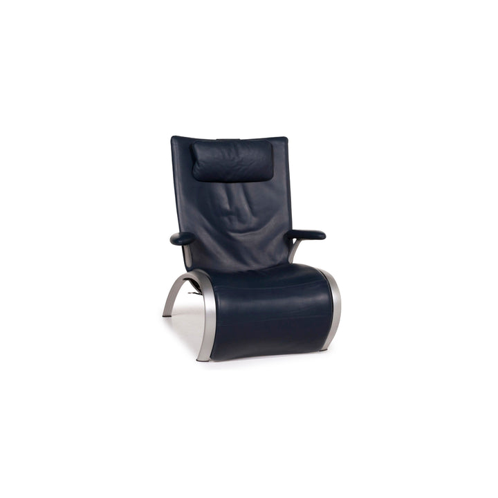WK Wohnen Flex 679 leather armchair blue dark blue relax function function #12370