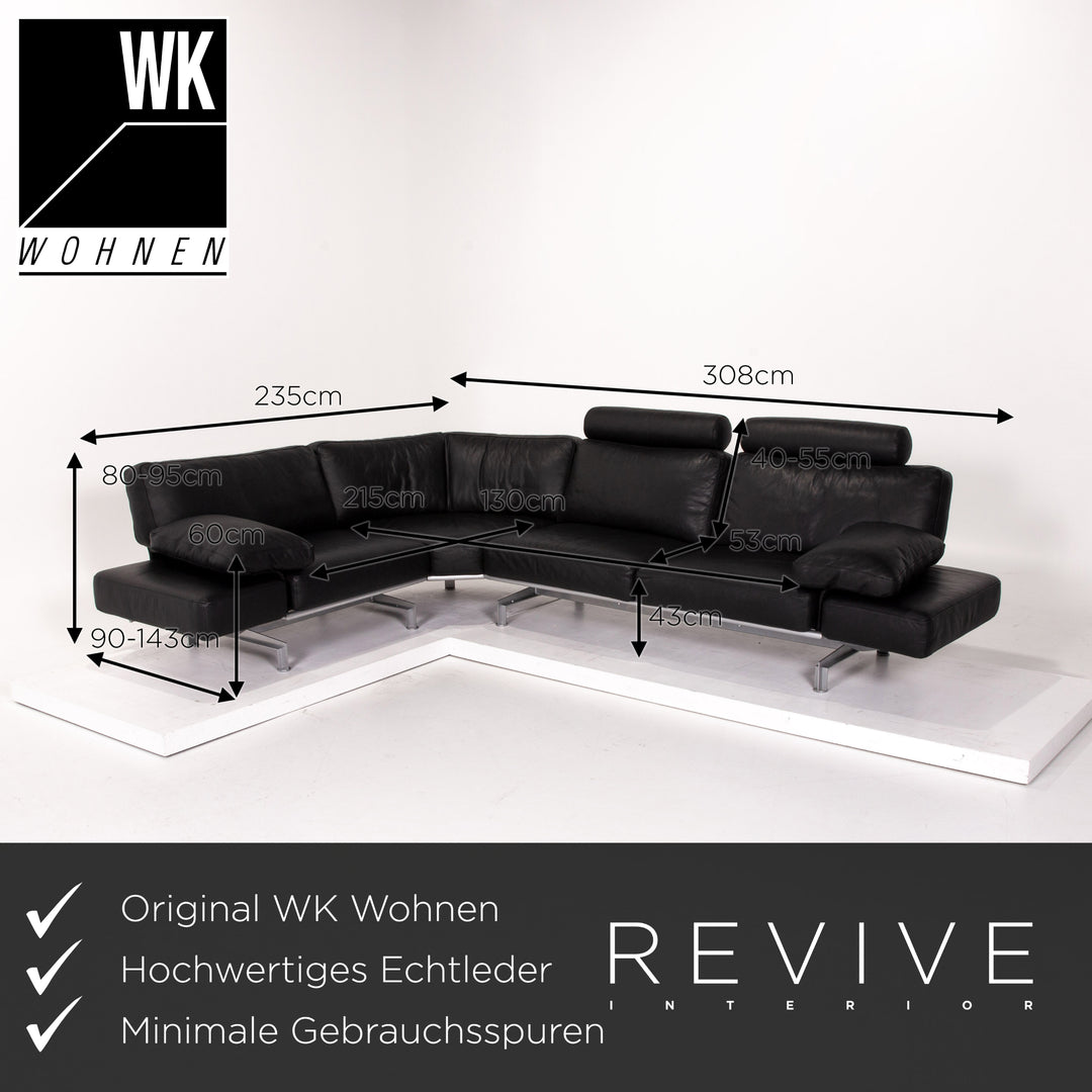 WK Wohnen Gaetano 687 Ecksofa Schwarz Relaxfunktion Funktion Sofa Couch #13786