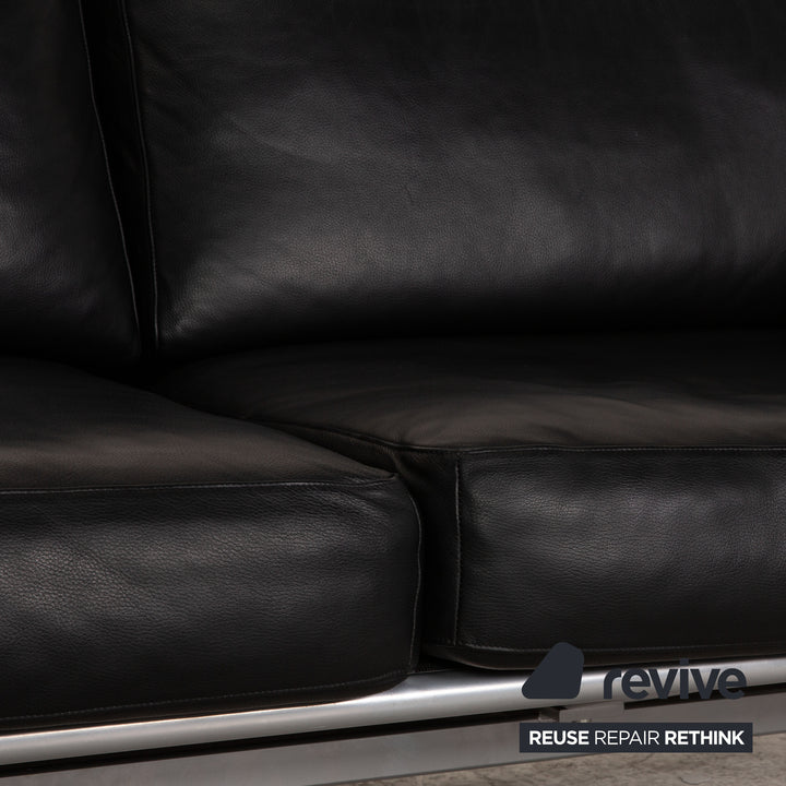 WK Wohnen Gaetano 687 Leder Sofa Schwarz Zweisitzer Couch Funktion Relaxfunktion