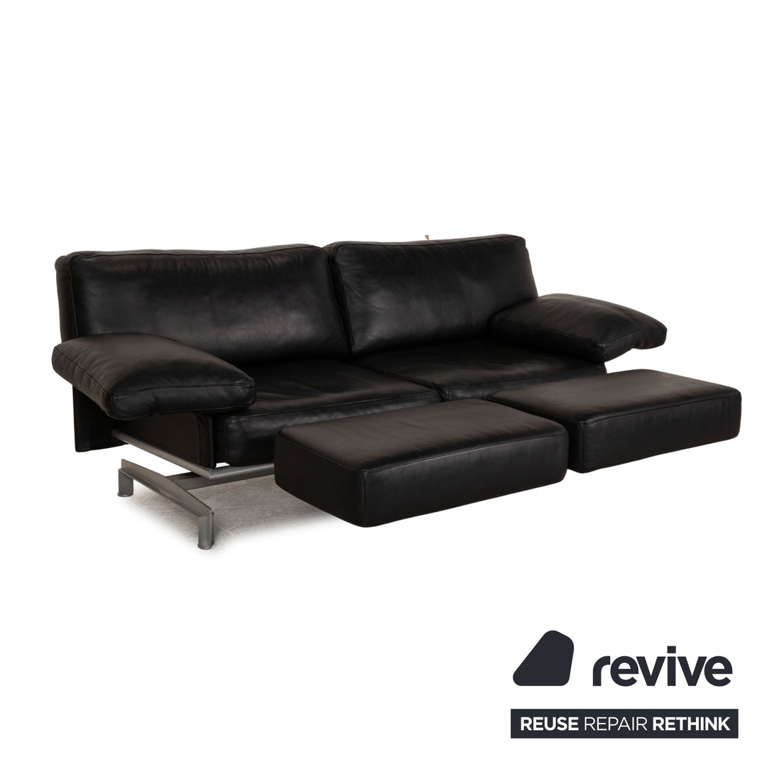 WK Wohnen Gaetano 687 leather sofa black two-seater couch function relax function
