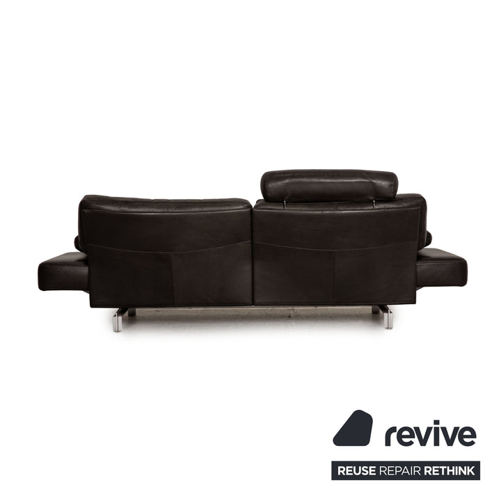 WK Wohnen Gaetano 687 leather two-seater black sofa couch function