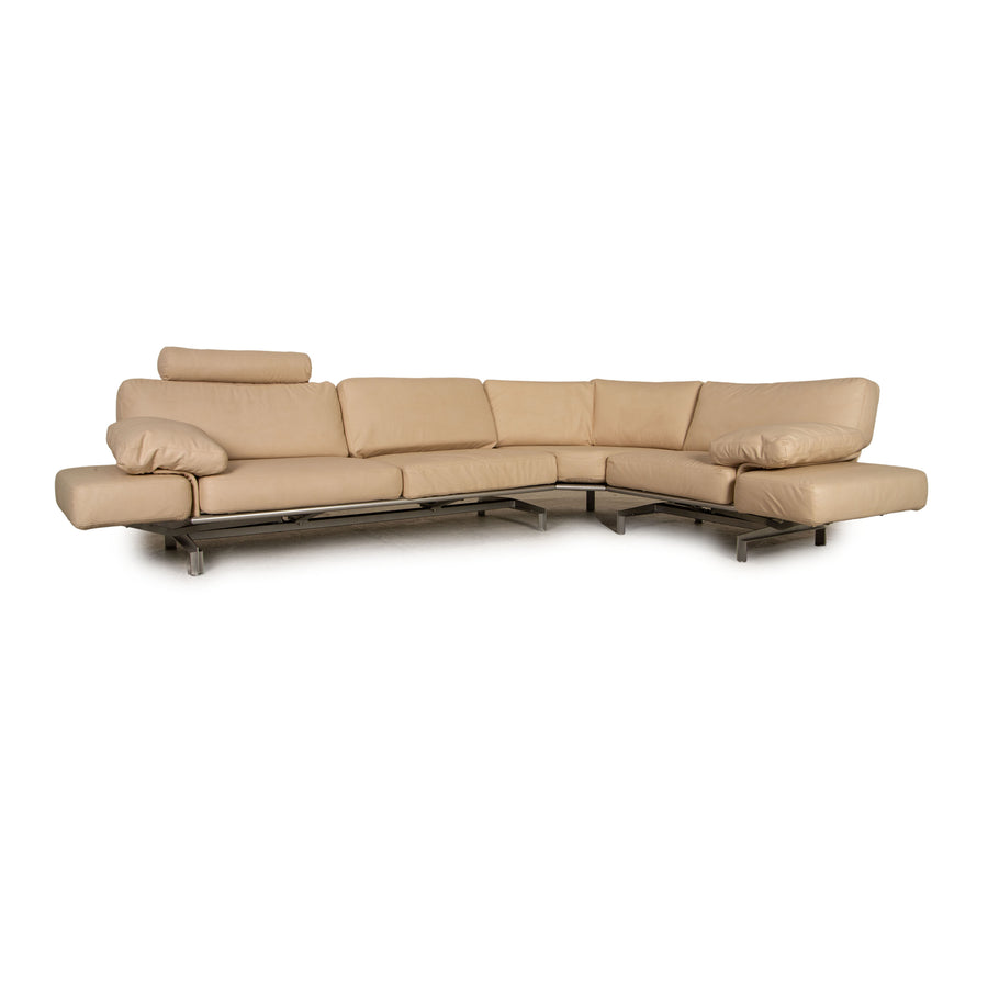 WK Wohnen Gaetano 687 fabric corner sofa cream relaxation function sofa couch new cover recamier right