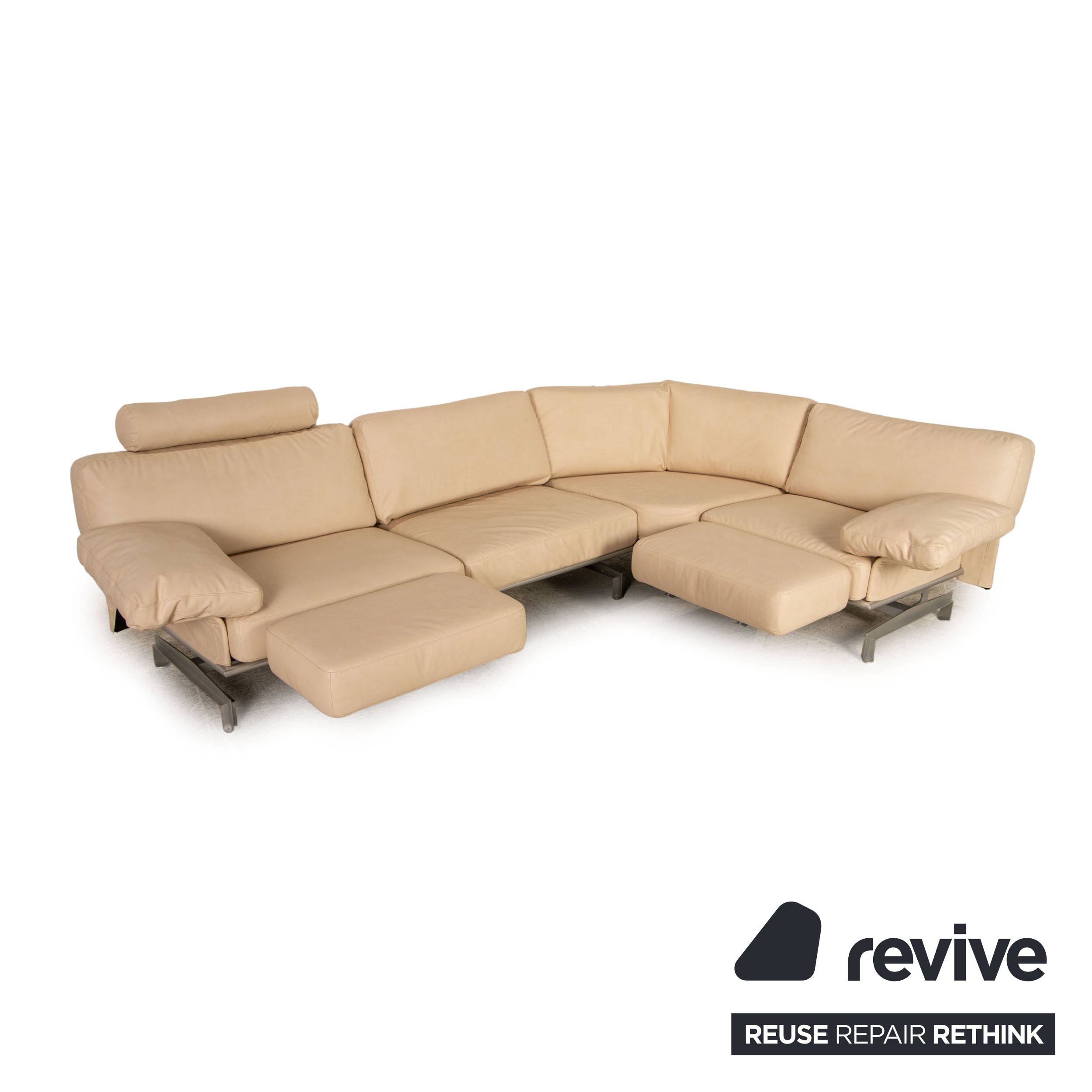 WK Wohnen Gaetano 687 Stoff Ecksofa Creme Relaxfunktion Funktion Sofa Couch Neubezug Recamiere rechts