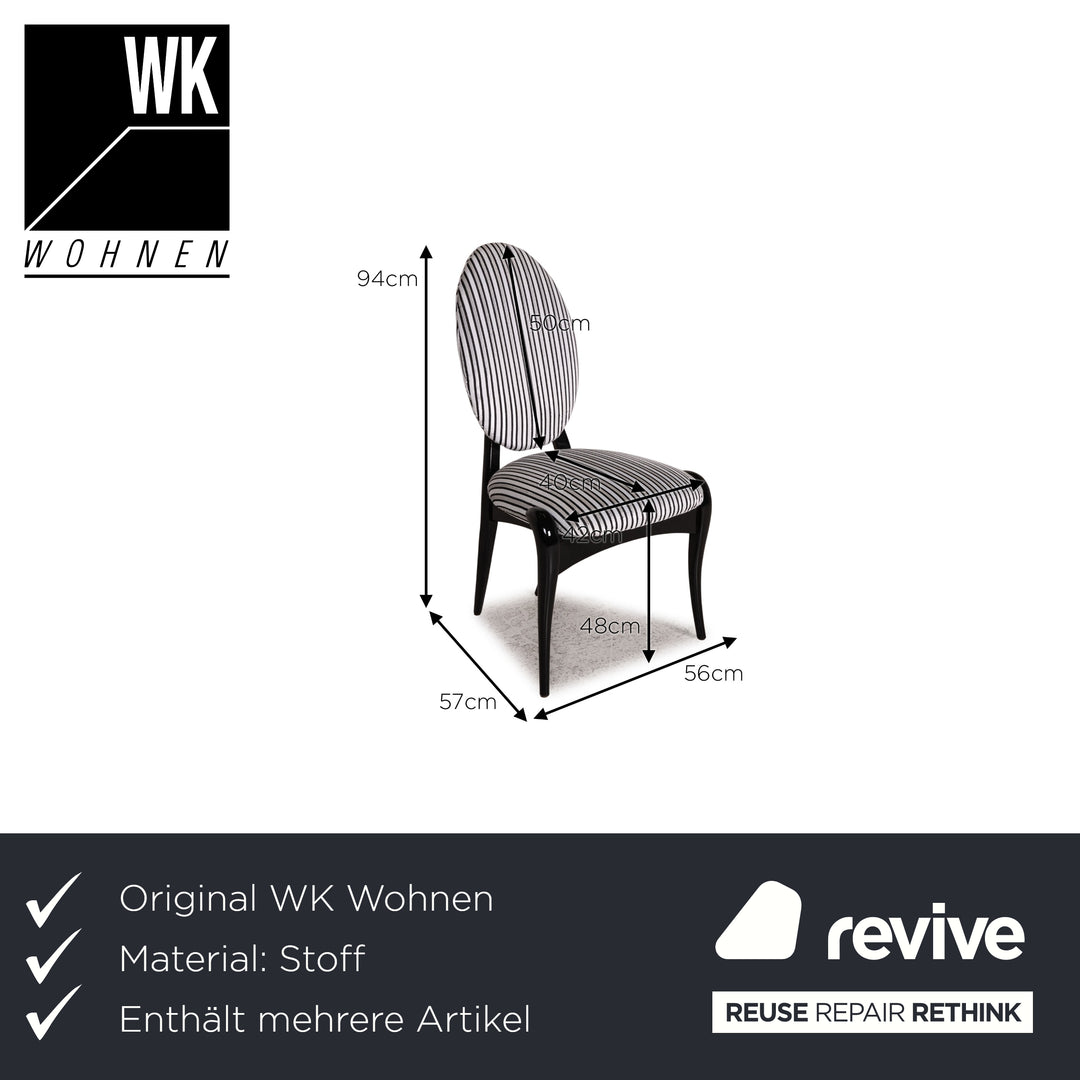 WK Wohnen wooden chair set black white 4x chair