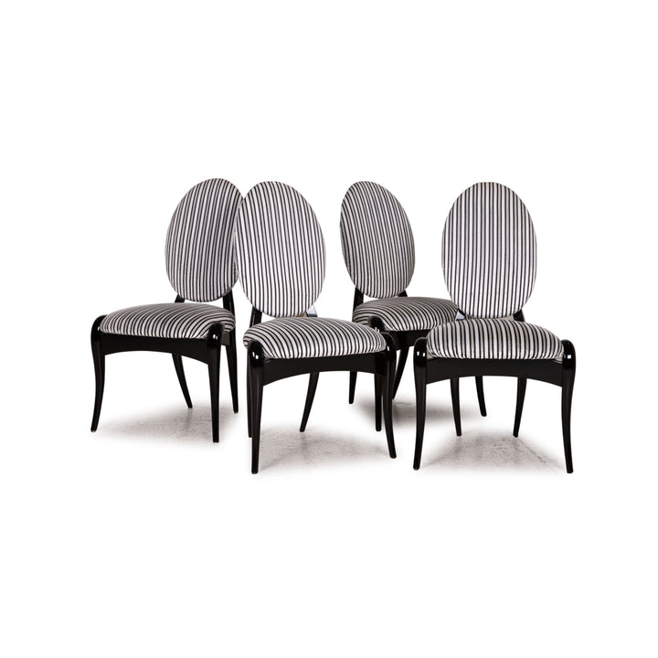 WK Wohnen Holz Stuhl Garnitur Schwarz Weiß 4x Stuhl