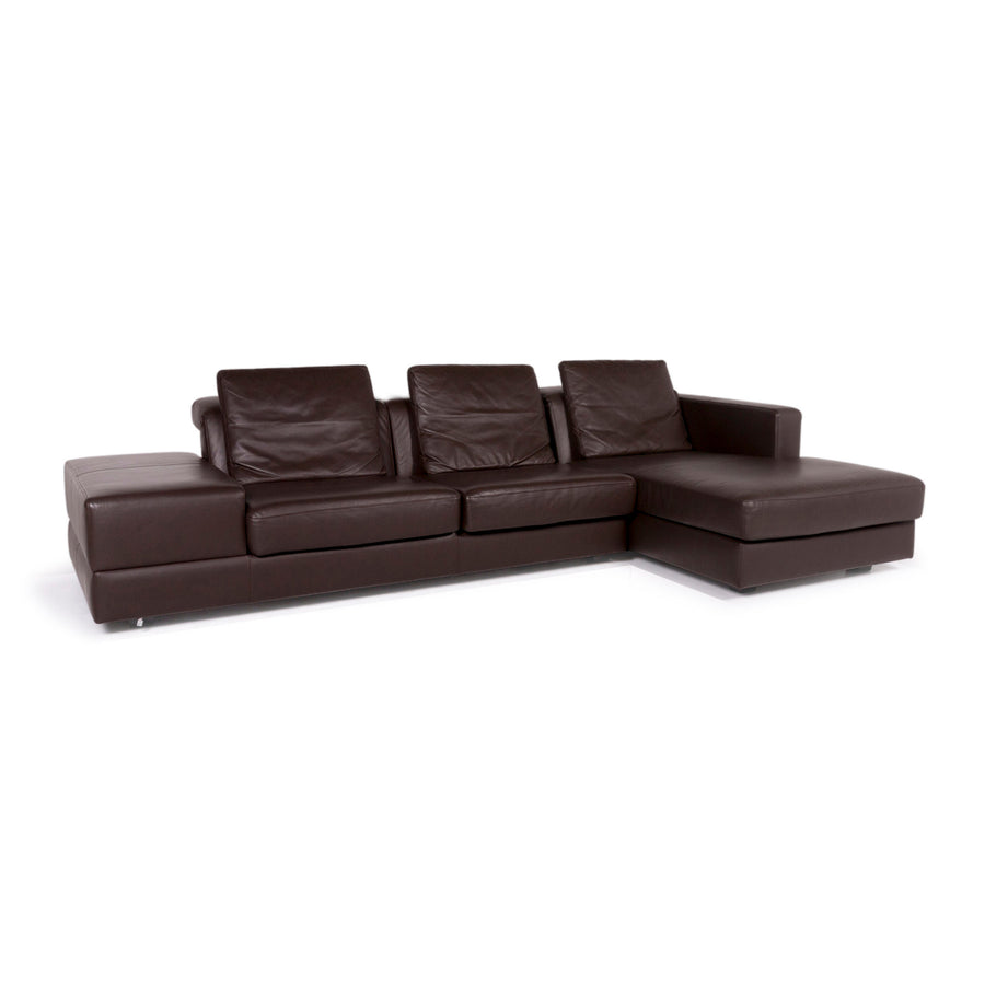 WK Wohnen Leder Ecksofa Braun Dunkelbraun Sofa Couch #11420