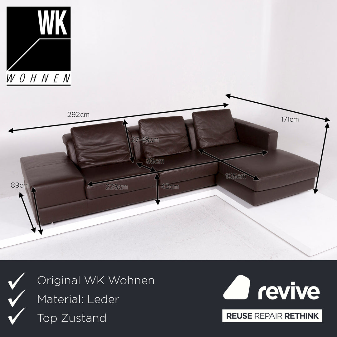 WK Wohnen leather corner sofa brown dark brown sofa couch #11420