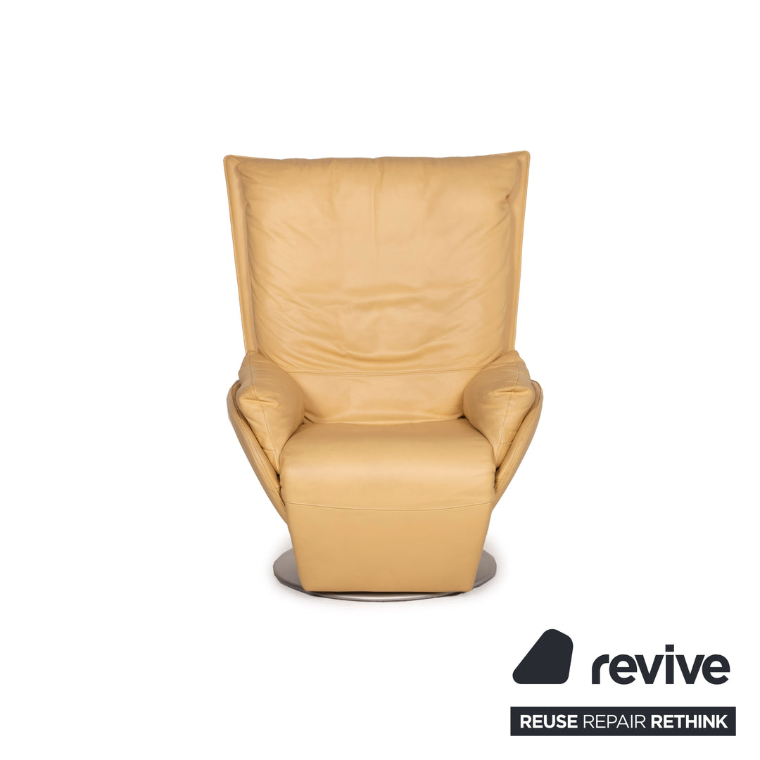 WK Wohnen leather armchair yellow relaxation function