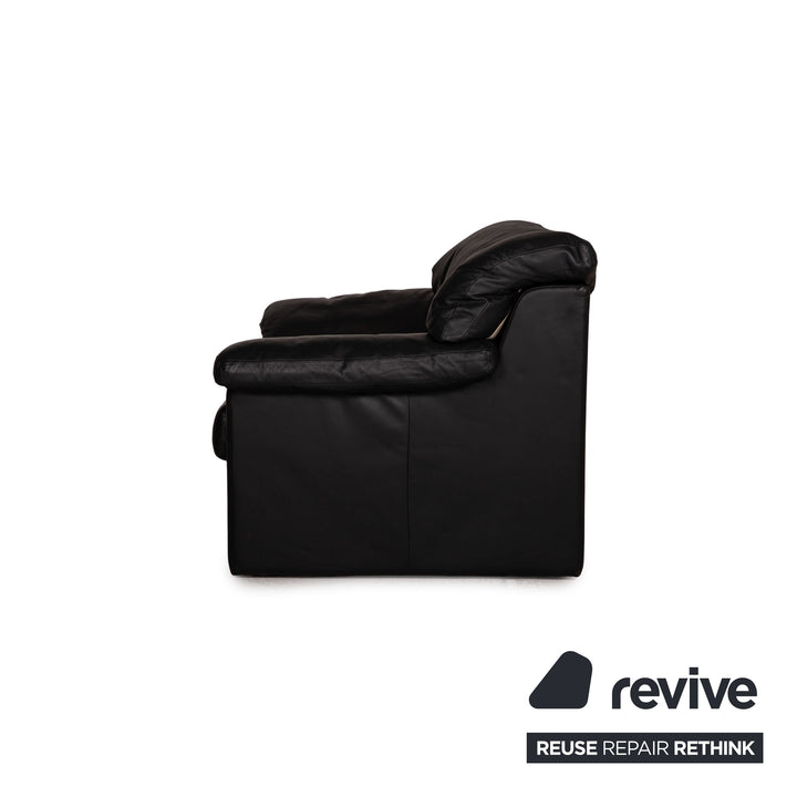 WK Wohnen leather sofa black two-seater couch