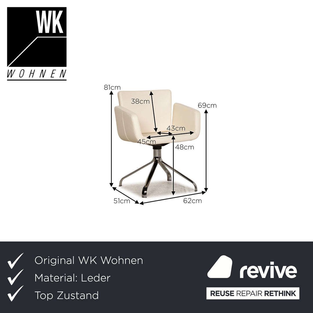 WK Wohnen Leder Stuhl Creme Drehstuhl Funktion
