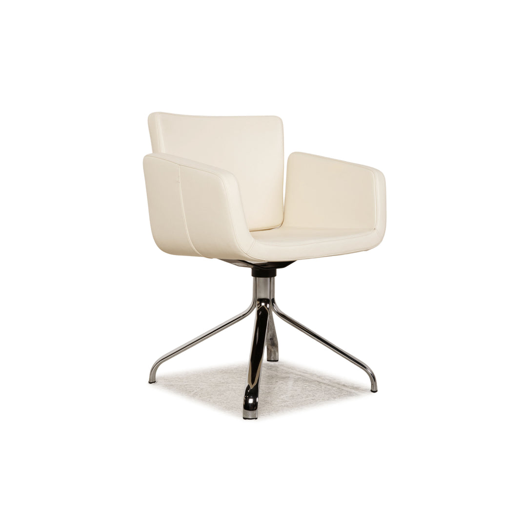 WK Wohnen leather chair cream swivel chair function