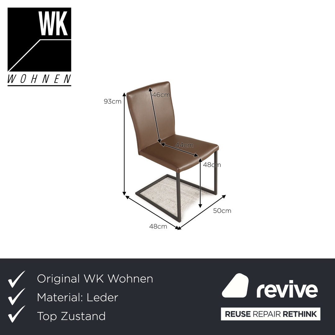 Wk Wohnen leather chair dark brown cantilever