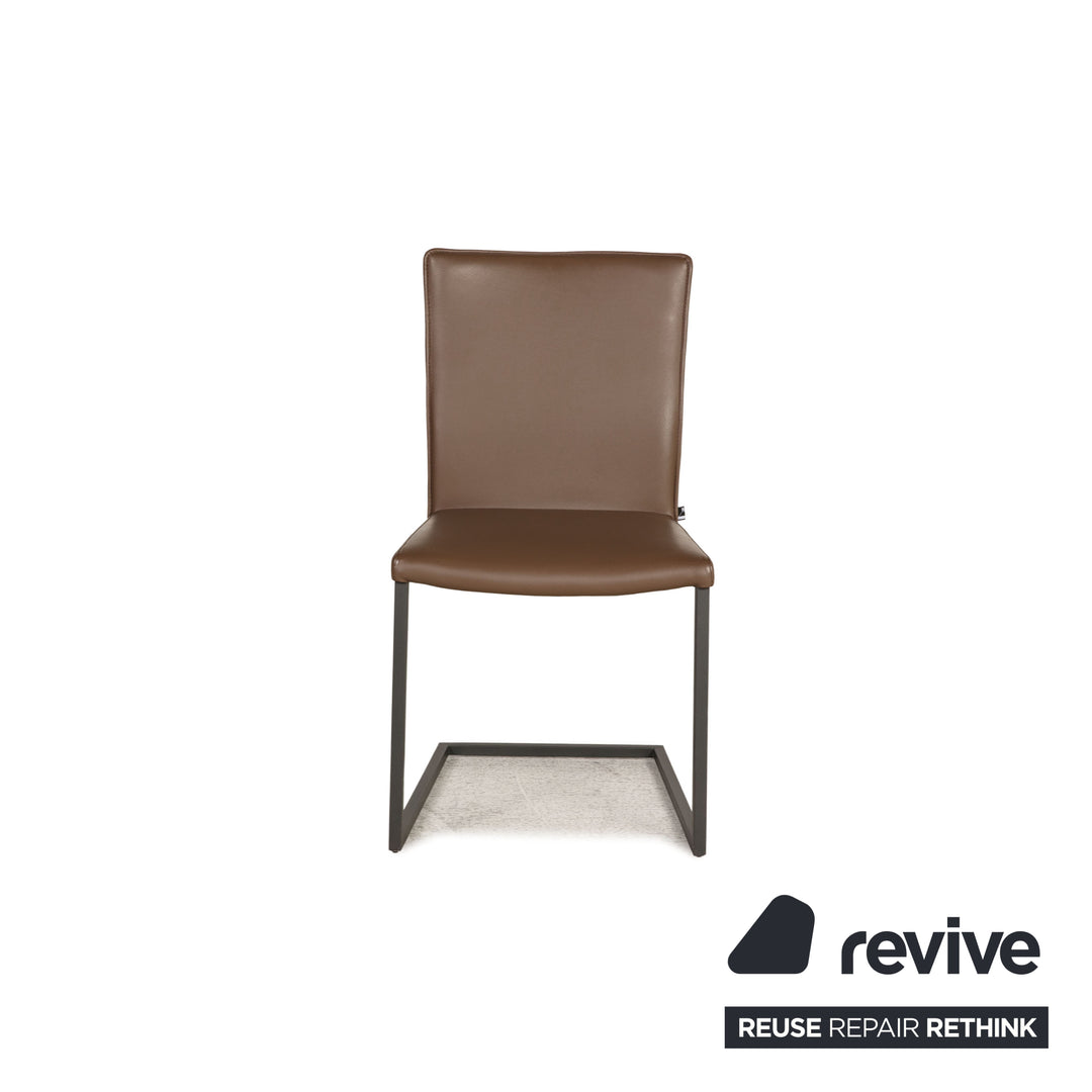 Wk Wohnen leather chair dark brown cantilever