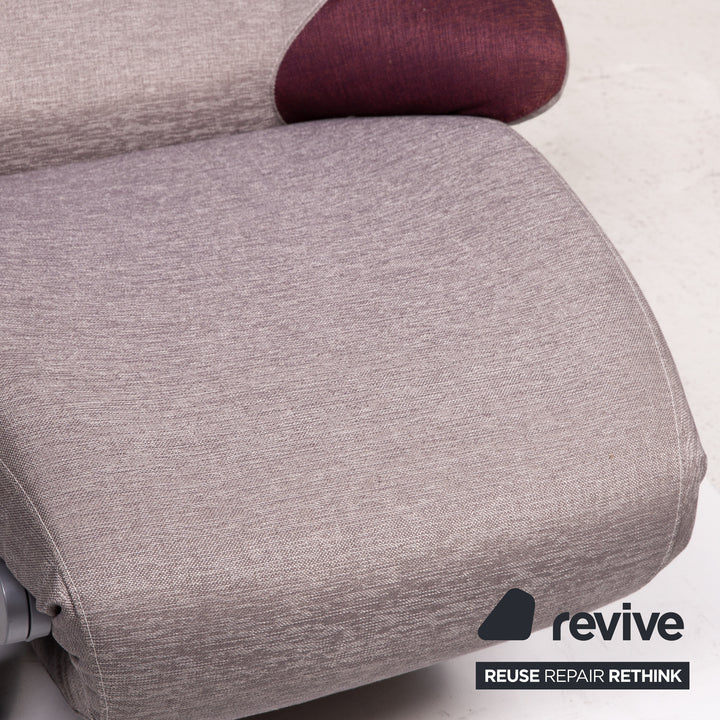 WK Wohnen Solo 699 Fabric Lounger Gray Purple Relax Lounger Armchair Relaxation Function #14573