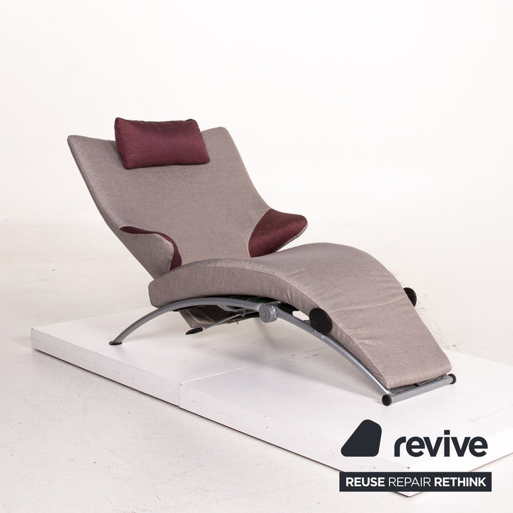WK Wohnen Solo 699 Fabric Lounger Gray Purple Relax Lounger Armchair Relaxation Function #14573