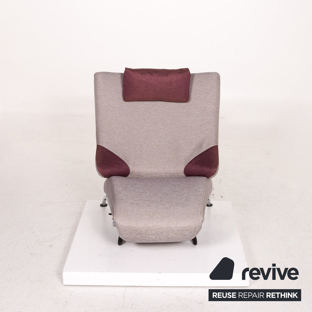 WK Wohnen Solo 699 Fabric Lounger Gray Purple Relax Lounger Armchair Relaxation Function #14573