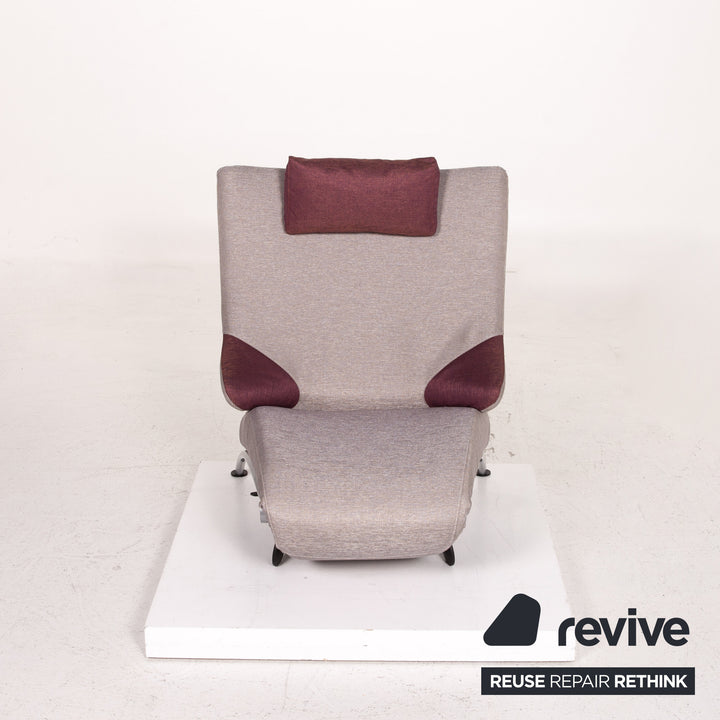 WK Wohnen Solo 699 Fabric Lounger Gray Purple Relax Lounger Armchair Relaxation Function #14573