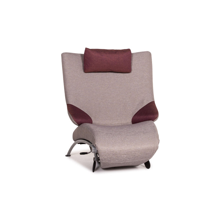 WK Wohnen Solo 699 Fabric Lounger Gray Purple Relax Lounger Armchair Relaxation Function #14573