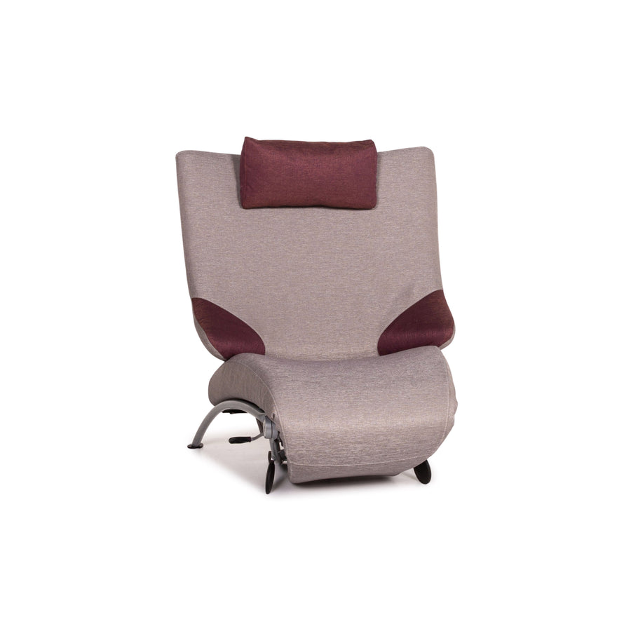 WK Wohnen Solo 699 Fabric Lounger Gray Purple Relax Lounger Armchair Relaxation Function #14573