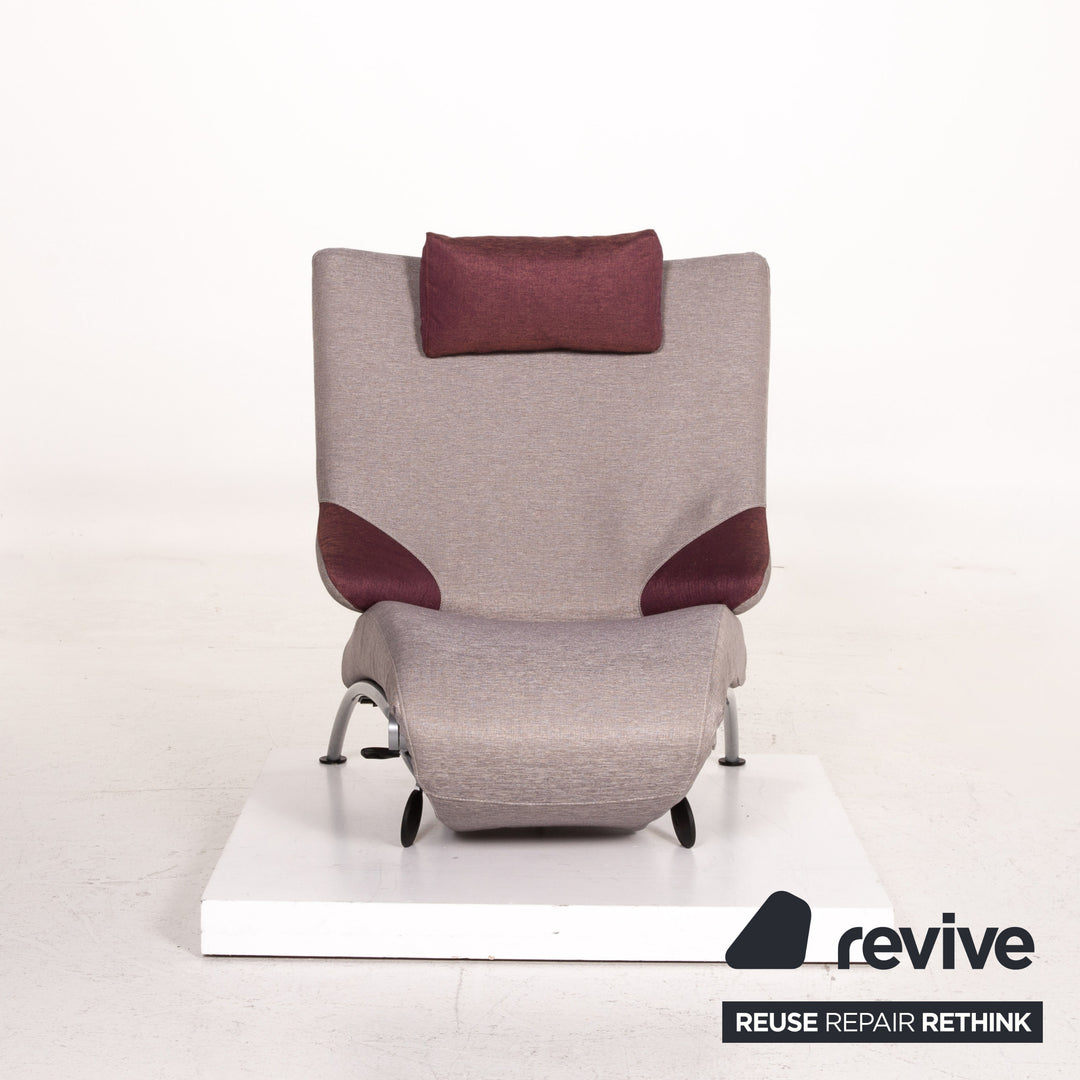 WK Wohnen Solo 699 Fabric Lounger Gray Purple Relax Lounger Armchair Relaxation Function #14573