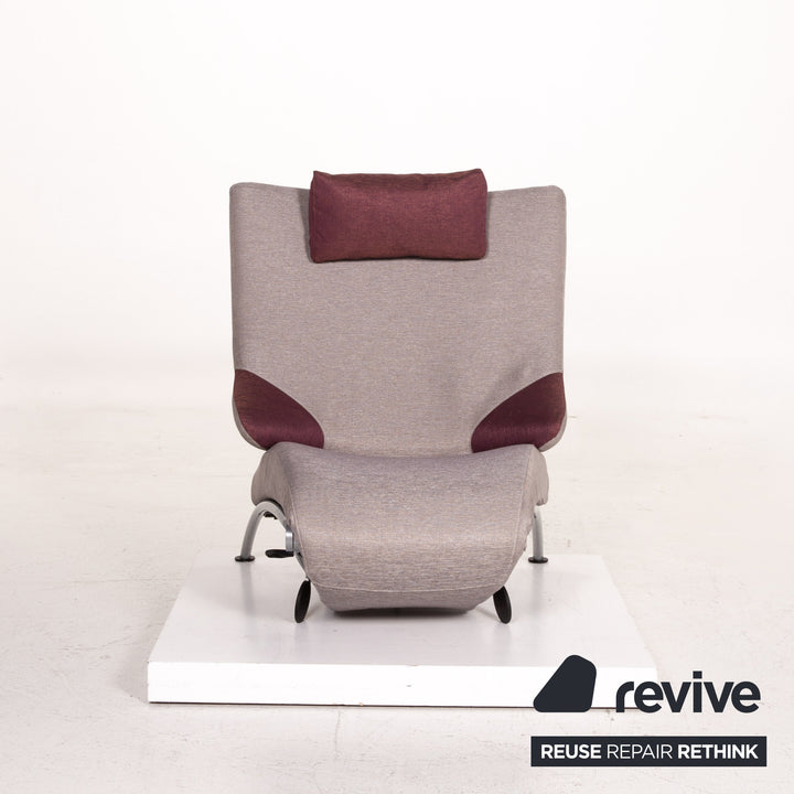 WK Wohnen Solo 699 Fabric Lounger Gray Purple Relax Lounger Armchair Relaxation Function #14573