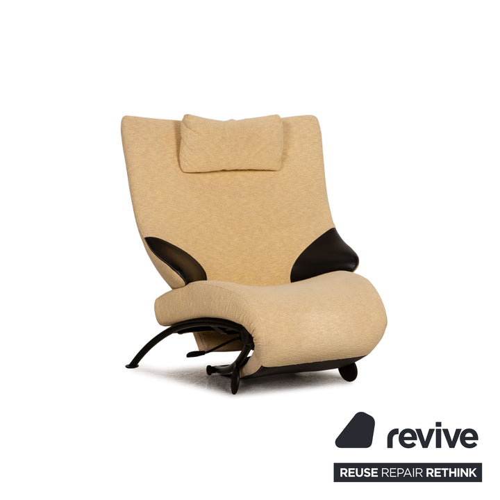 WK Wohnen Solo 699 fabric armchair beige leather black function