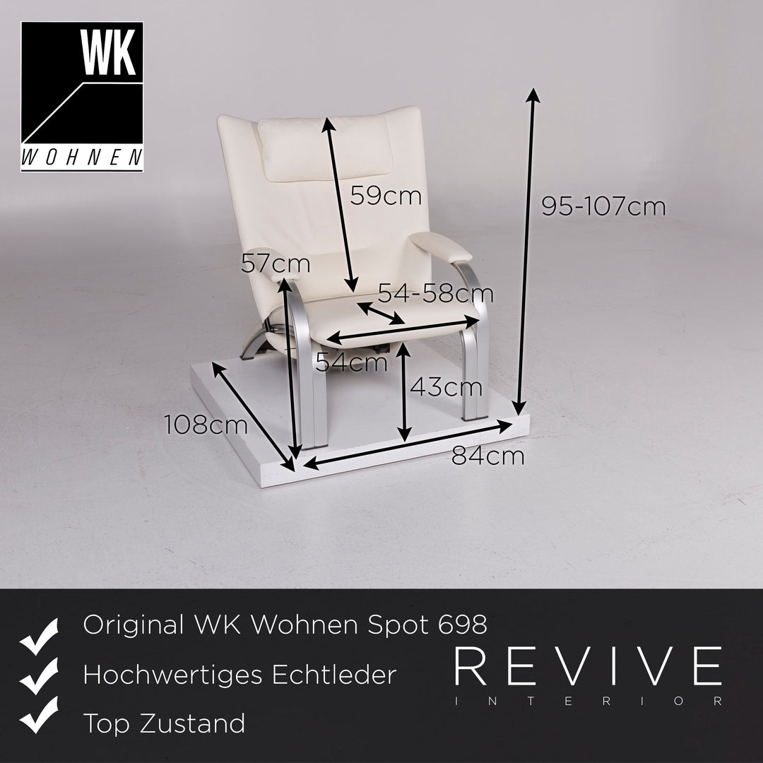 WK Wohnen Spot 698 leather armchair by Prof. Stefan Heiliger Cream lounger #11252