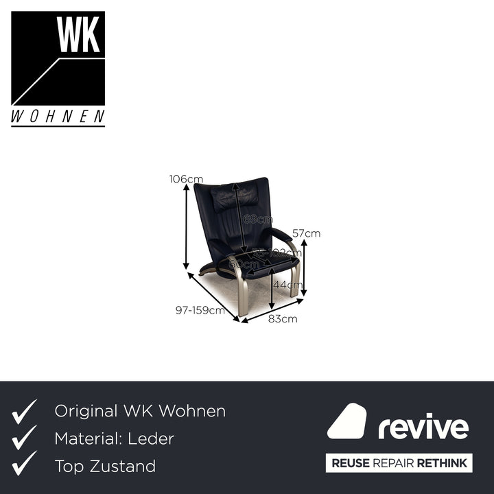 WK Wohnen Spot 698 Fauteuil en cuir bleu bleu foncé Fonction fonction détente